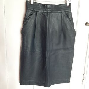 Vintage High Waist Leather Skirt